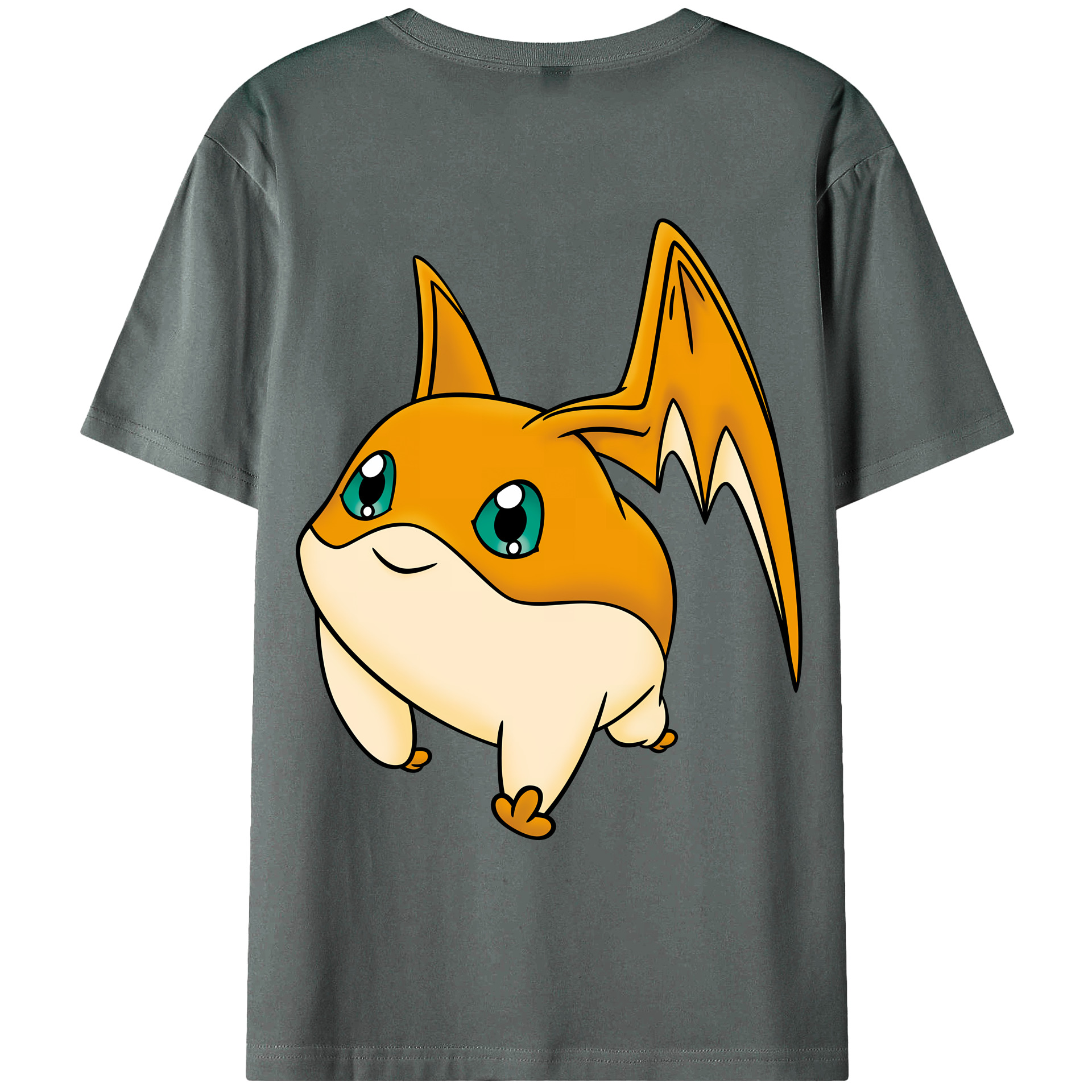 （画像用） Digimon デジタルモンスター/デジモン 綿100％ メンズ半袖Tシャツ（バックプリント） 通気性
